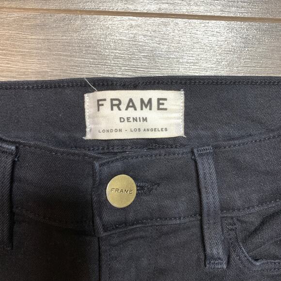Frame Denim Le Skinny de Jeanne Low Rise Black Jeans Women's Size 24 - Picture 6 of 10